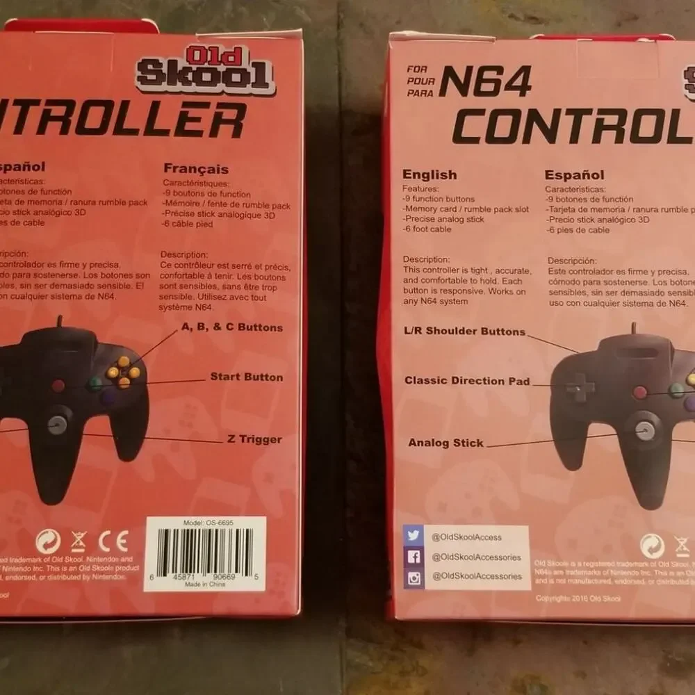 2 N64 Controllers - Grey & Ice Blue (NEW) - Nintendo - Nintendo64 - Old Skool